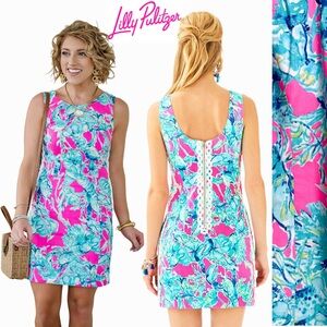 Lilly Pulitzer Embroidered Floral Shift Dress Mini Resort Vacation Barbiecore 4